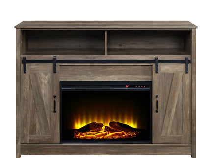 Tobias - Fireplace With Shelf Storage - Oak