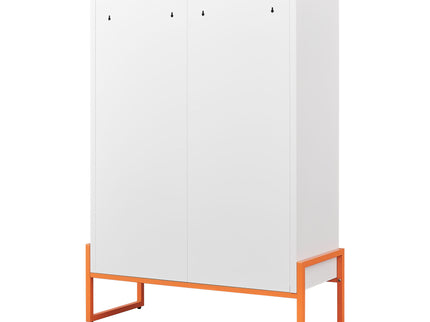 Modern Metal Shoe Cabinet With DoublebSided Doors And Adjustable Partitions