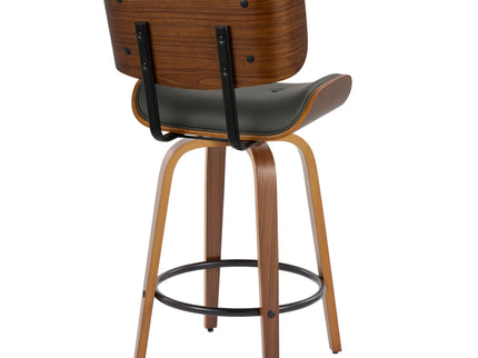 Lombardi - Mid-Century Modern Fixed Height Counter Stool With Swivel With Round Footrest (Set of 2)