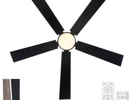Low Profile Flush Mount Intergrated LED Ceiling Fan With Light And Reversible Quiet Motor