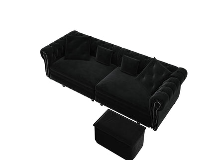 3 In 1 Convertible Sleeper Sofa Bed With Movable Ottoman