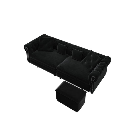 3 In 1 Convertible Sleeper Sofa Bed With Movable Ottoman