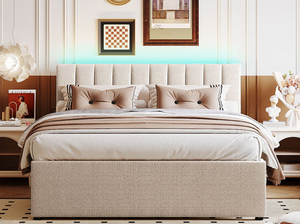 Upholstered Platform Bed With Trundle