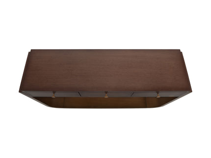 Console Table With 3 Drawers, Display Shelf, Curved Legs - Walnut