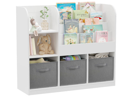 Bookcase And Bookshelf With 3 Collapsible Drawers, Multifunctional Display Stand
