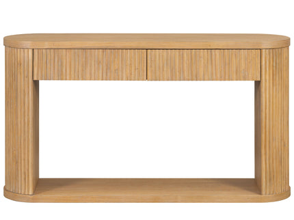 Oval Fluted Console Table With 2 Drawers And Bottom Shelf