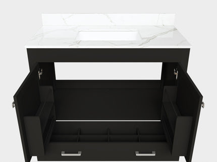 Bathroom Vanity Set, Fluted Cabinet, Soft Close Doors & Drawers - Black