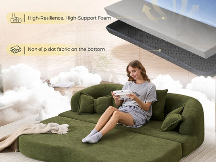 Foldable Sofa Bed, Boneless Couch Convertible Sleeper With 4 Pillows