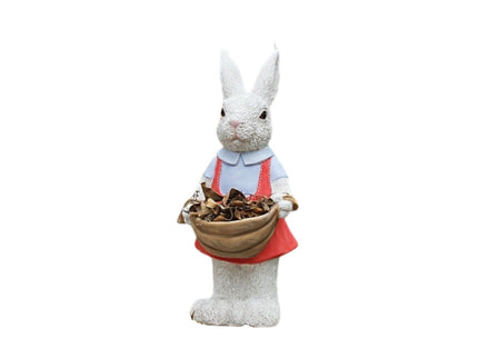 Whimsical Rabbit Statue Flower Pot Ornament, Garden Decor - Pink / White