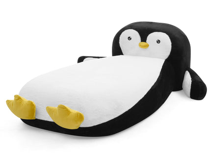 Twin Size Penguin Shaped Bed, Lounger Chair For Kids Bedroom - White / Black