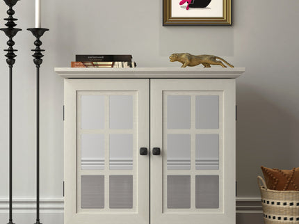Sideboard Cabinet With Mirrored Doors, Adjustable Shelf, Metal Handles