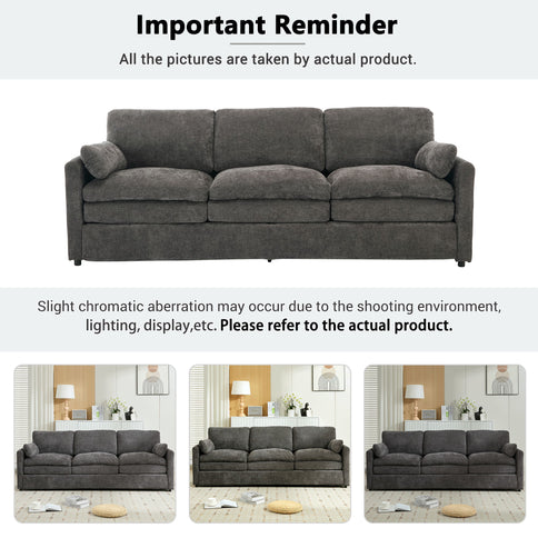 Cozy Upholstered 3 Seater Sofa With Double Cushion
