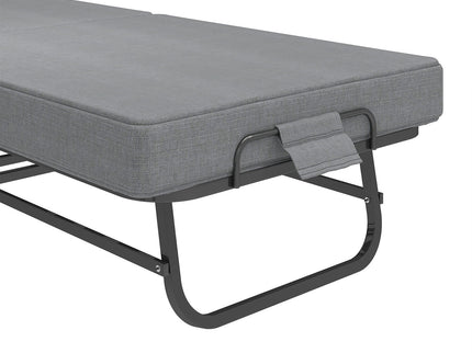 Twin Folding Bed With Memory Foam Mattress, 4 Lockable Wheels - Gray