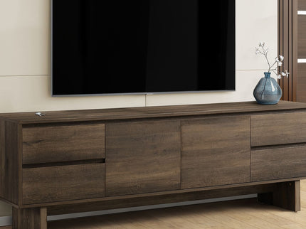 TV Stand With Storage Drawers And Cabinet - Brown