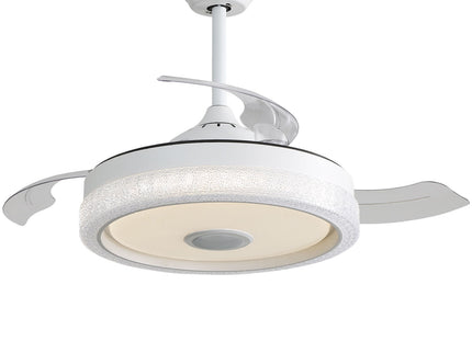 Invisible Ceiling Fan With Remote Control And 36W LED Light, 120V DC Motor, 3 Blades - White