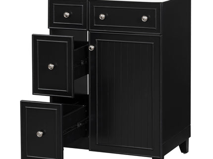Transitional Style Bathroom Vanity Cabinet With Ceramic Sink