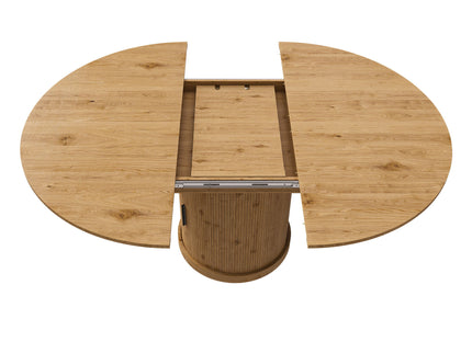 Extendable Oval Dining Table With 2 Tier Storage - Oak