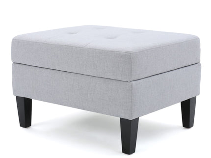 Storage Ottoman With Birch Wood Legs And Cushioned Top For Comfort