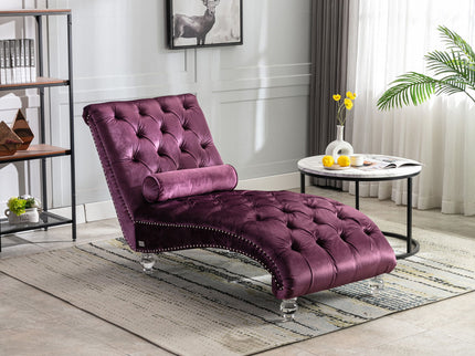 Chaise Lounge Indoor, Button Tufted Upholstered Chaise Lounge Chair With Pillow