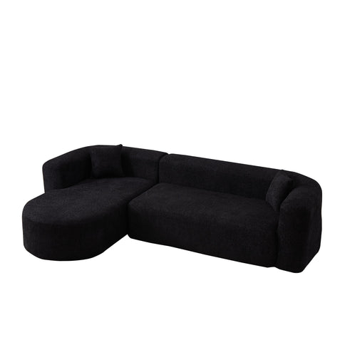 L - Shape Boneless Cloud Couch With 2 Throw Pillows For Living Room