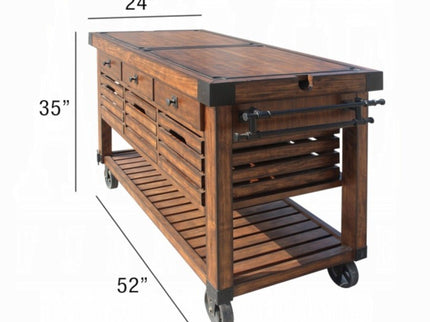 Kaif - Distressed Chestnut Kitchen Cart - Chestnut