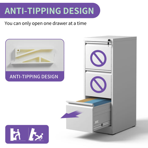 Steel Drawer Vertical File Cabinet With Lock For A4 Legal / Letter Size