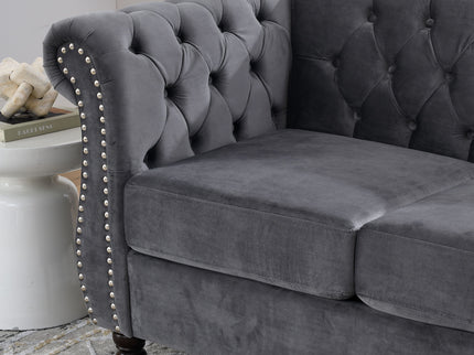 Chesterfield Sofa With Rolled Arms And Nailhead Trim