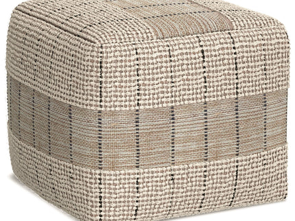 Elmer - Square Woven Pouf - Natural / Gray