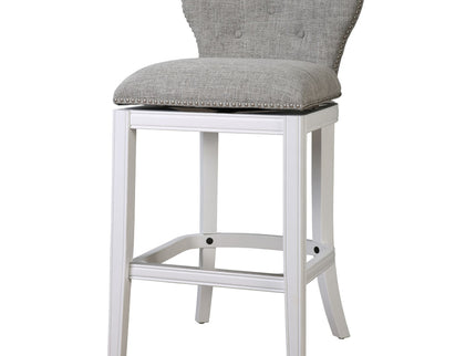 Upholstered Swivel Stool With Back