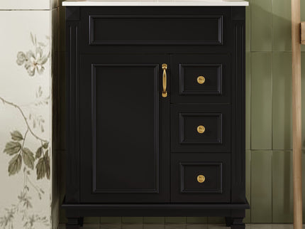 Bathroom Vanity With Sink, Compact Cabinet & 2 Drawers And Adjustable Shelf