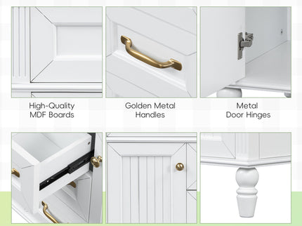 Modern Freestanding Bathroom Vanity With Sink, Cabinet, Soft-Close Drawers, Tip-Out Tray
