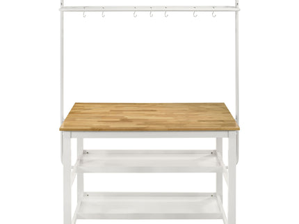 Cowichan - Kitchen Island Counter Table With Pot Rack - White