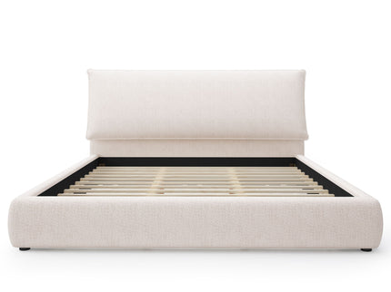 Upholstered Platform Bed Frame With Oversized Plush Pillow Headboard