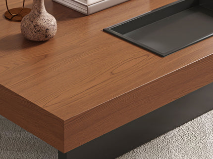 Square Floating Coffee Table For Living Room - Dark Walnut