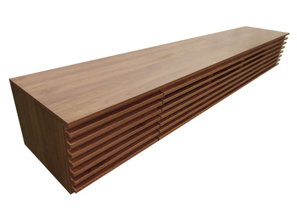 TV Stand, Entertainment Center With Cable Management And Soft Closing Hinges - Walnut