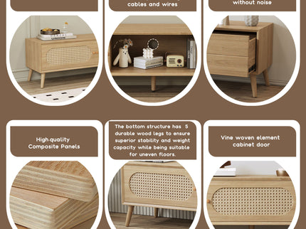 TV Stand For TVs Up To 80", Media Console, Cabinet - Natural