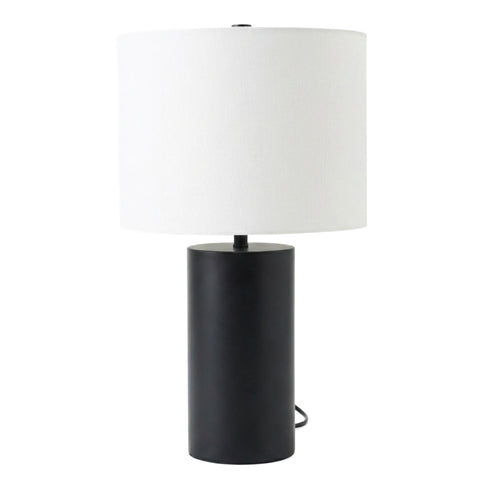 Aura - Table Lamp With On / Off Switch Block Base - Black / White