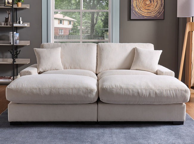 4 Seater Oversized Sectional Sofa With 2 Ottoman And 2 Pillows