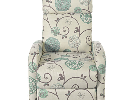 Modern Manual Recliner, Home Theater Chair With Adjustable Backrest For Living Room - Beige / Blue