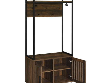 Flora - 2 Door Coat Rack Hall Tree Storage Bench And Multi Functional Storage - Natural