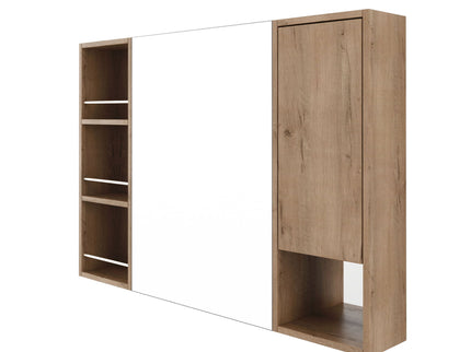 Wall Mounted Bathroom Mirror Cabinet, Adjustable Shelves Storage Cabinet - Imitative Oak