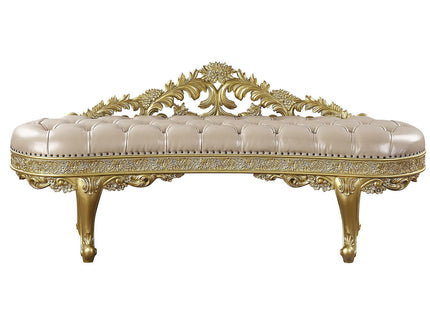 Cabriole - Synthetic Leather Bench - Gold