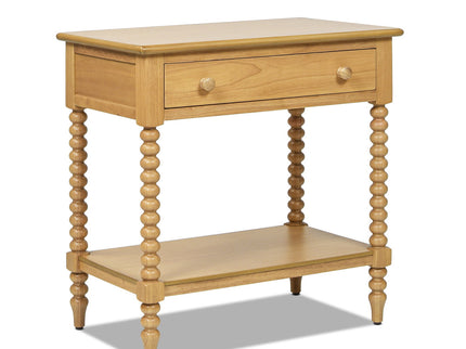 Easton - Modern Farmhouse Turned 1 Drawer Storage Side Table With Shelf - Natural Brown
