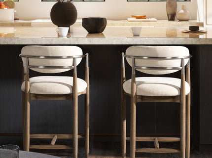 Artemis - Mixed Material Upholstered Counter Stool - Warm White