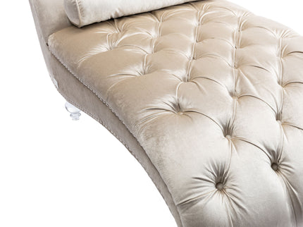 Chaise Lounge Indoor, Button Tufted Upholstered Chaise Lounge Chair With Pillow