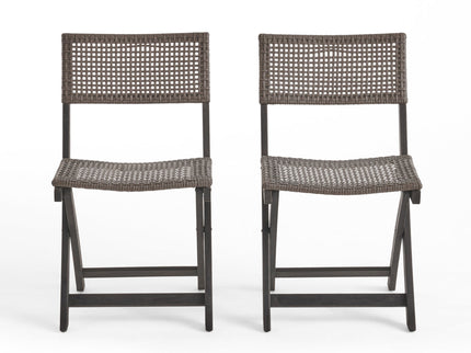 Bistro Foldable Chair With Wicker Backrest