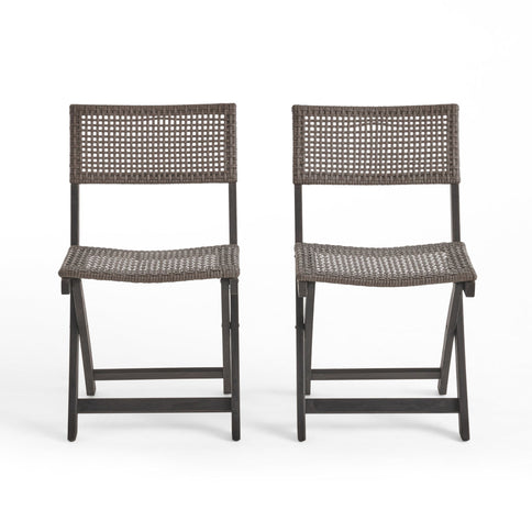 Bistro Foldable Chair With Wicker Backrest