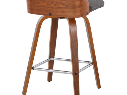 Maya - Mid Century Modern Fixed Height Counter Stool & Swivel With Square Footrest (Set of 2)