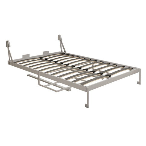Queen Size Cabinet Wall Bed Mechanism With Desk Panel - Gray