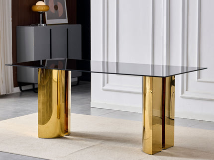 Rectangular Dining Table - Gold / Black